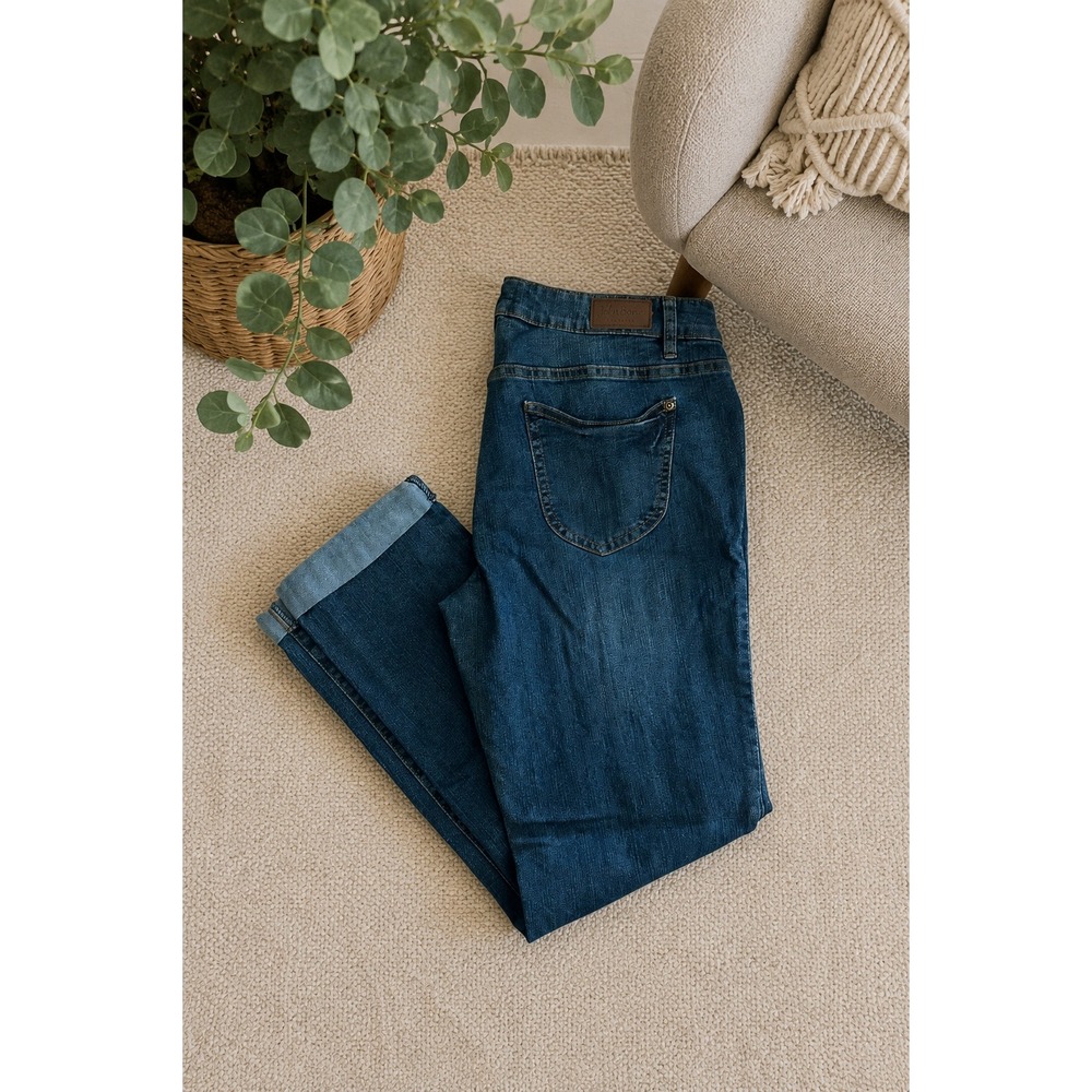 John‎ Baner Cropped Jeans Womens 16/44 Stretch Mid Rise Rolled Hem Denim Capris